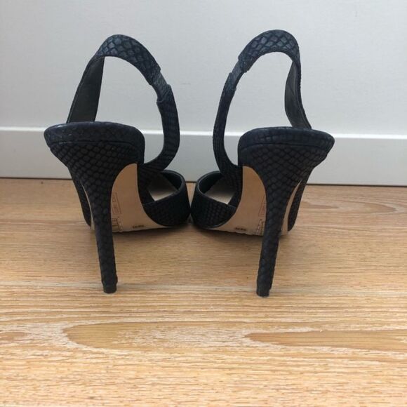 Vince Camuto Sassa Slingback Snake Print Embossed High Heel Black Pump - Picture 4 of 8